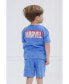 Boys Spider-Man T-Shirt and French Terry Shorts Outfit Set to (12 Months - 18-20) Синий, 7-8 - фото #4