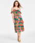 ფოტო #1 პროდუქტის Juniors' Floral-Print Off-The-Shoulder Midi Dress