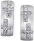 ფოტო #2 პროდუქტის Men's Diamond Cross Small Huggie Hoop Earrings (1/20 ct. t.w.) in Sterling Silver, 0.63"