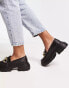 Pimkie chunky loafer with gold chain detail in black