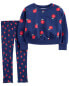 Фото #3 товара Toddler 2-Piece Apple Sweatshirt & Pant Set 2T