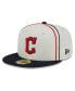 ფოტო #1 პროდუქტის Men's Cream, Navy Cleveland Guardians Chrome Sutash 59FIFTY Fitted Hat