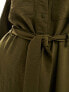 Фото #4 товара Vila midi shirt dress with tie waist belt in olive