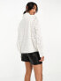 Фото #5 товара YAS broderie shirt with scalloped cuffs in white - WHITE