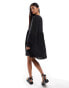 JDY pleated detail smock dress in black