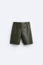 Leather cargo bermuda shorts