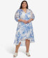 Фото #1 товара Plus Size Printed Chiffon Faux-Wrap Dress