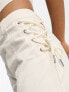 Фото #3 товара ASOS DESIGN slim cargo with lace up detail in beige co-ord
