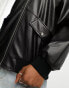 Noisy May faux leather bomber jacket in black