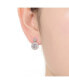 ფოტო #2 პროდუქტის Sterling Silver with Rhodium Plated Clear Round Cubic Zirconia Thick Halo Drop Earrings