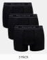 Фото #1 товара Pull&Bear 3 pack contrast grey waistband boxers in black