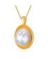 Фото #3 товара Sterling Silver 14K Gold Plated with Genuine Freshwater Pearl Pendant Necklace