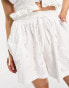 Фото #2 товара ASOS DESIGN Petite broderie shorts with tie pockets in white