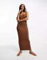 Фото #6 товара New Look second skin strappy midaxi dress in brown