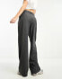 Weekday Zia slouchy trousers in grey melange pinstripe