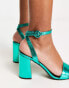 Фото #8 товара RAID Wink block heel sandals in teal metallic