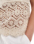 Фото #3 товара Vila crochet mix cami top in beige