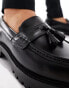 Walk London Sean tassel loafers in black milled leather