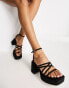 Фото #1 товара ASOS DESIGN – Hanon – Riemchensandalen in Schwarz mit Plateausohle und Absatz