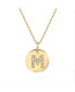 Suzy Levian Sterling Silver Cubic Zirconia Letter "M" Initial Disc Pendant Necklace