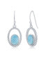 Sterling Silver Oval Larimar with CZ Earrings
