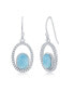 ფოტო #1 პროდუქტის Sterling Silver Oval Larimar with CZ Earrings