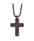 ფოტო #1 პროდუქტის Black Red Carbon Fiber Inlay Cross Pendant Ball Chain Necklace