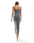 Фото #2 товара Brave Soul strapless bodycon midi dress in grey