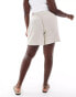 Vero Moda Curve ribbed knit shorts in cream