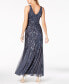 Фото #2 товара R&M Richards Petite Sleeveless Pleated Sequin Embellished Gown