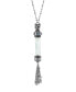 Фото #1 товара 2028 antiqued Pewter Blue Crystal Cat Vial Tassle Necklace 30"