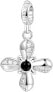 Silver pendant Cross Storie RZ014R clear, black, silver - фото #1