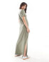 Pieces maxi t-shirt dress in khaki