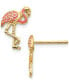 ფოტო #1 პროდუქტის Flamingo Pink Enamel Stud Earrings in 14k Gold