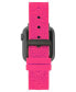 Фото #2 товара Ремешок для часов STEVE MADDEN женский горячего розового цвета из силикона с вытянутым узором логотипа, совместимый с Apple Watch 38/40/41 мм.