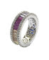 Suzy Levian Sterling Silver Multicolor Rainbow Cubic Zirconia Baguette Eternity Band Ring