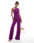 Фото #1 товара Mango one shoulder jumpsuit in purple