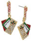 Фото #1 товара Gold-Tone Pavé Santa Letter Drop Earrings, Created for Macy's