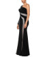 Фото #3 товара Women's One-Shoulder Beaded-Contrast Gown