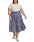 ფოტო #4 პროდუქტის Plus Size Eyelet Tiered Midi Skirt