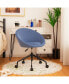 Adjustable Swivel Accent Chair Linen Office Chair Round Back