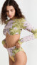 Andrea Iyamah 282200 Women's Akacia Bikini Top, Abstract Woodgrain Print, M