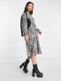 Monki long sleeve ditsy floral print midi dress in multi