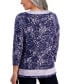 Фото #2 товара Petite Mixed-Print Lace-Up Knit Tunic, Created for Macy's
