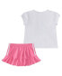 ფოტო #2 პროდუქტის Baby Girls Two-Piece Short Sleeve Pleated Tee Ruffle Skort Set