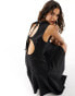 Фото #8 товара Weekday Jolie asymmetric mini dress with open back in black