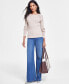 ფოტო #4 პროდუქტის Women's Lace-Up Ribbed-Knit Sweater, Created for Macy's