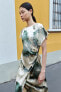 Фото #5 товара Сатиновое платье с принтом тай-дай ZARA