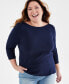 Plus Size Pima Cotton 3/4-Sleeve Top, Created for Macy's