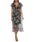 ფოტო #4 პროდუქტის Women's Embroidered-Palm V-Neck Mesh Midi Dress